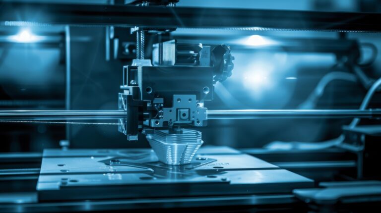 The 3D printing machine operation. The 3D rapid prototype processing concept.